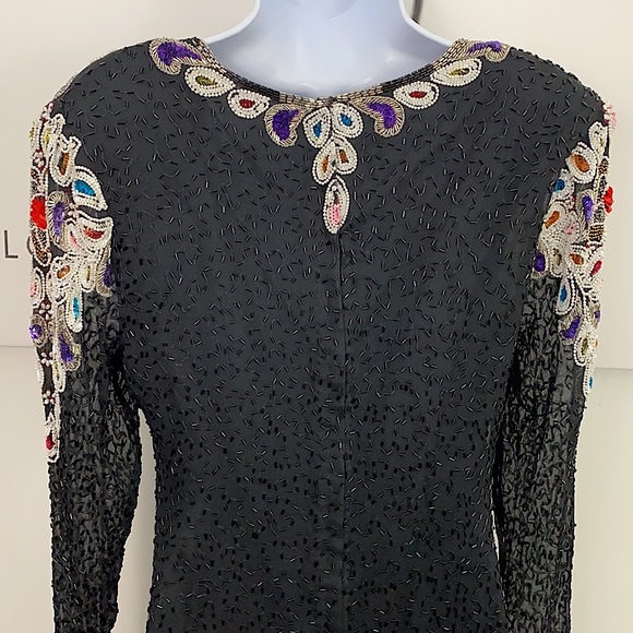 * Vintage Baluchi Creation 100% Silk Sequin Beaded Dress 80’s 90’s Vintage Dress - Picture 13 of 17